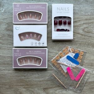 DIY Press-On Nail Art Kit with Pink and Nude Tones